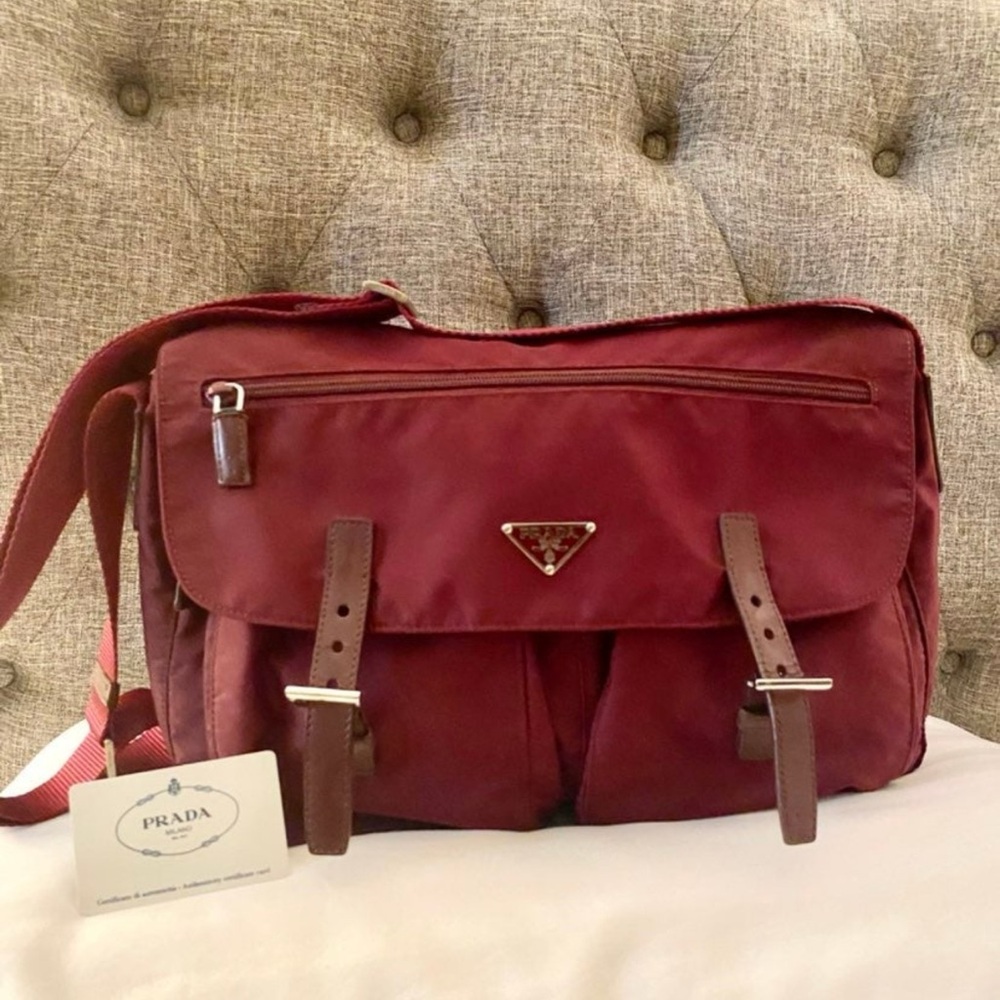 PRADA BT1738 VELA SPORT Nylon Messenger bag Granato with original dustbag &card